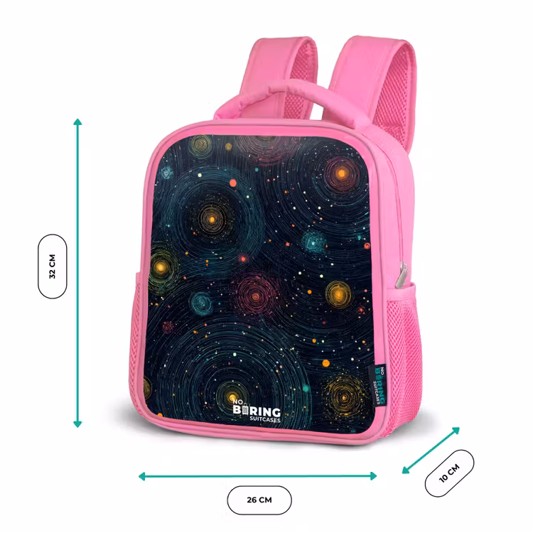 Kids backpack - Pink - Stars - Planets - Colorful — 3