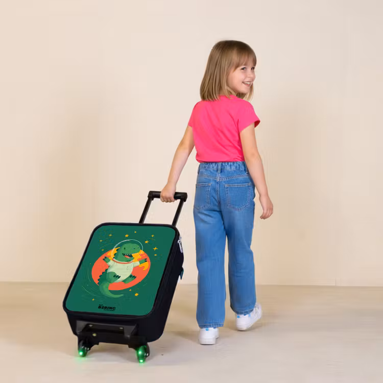Children's suitcase - Dino - Planet - Stars - Green — 2