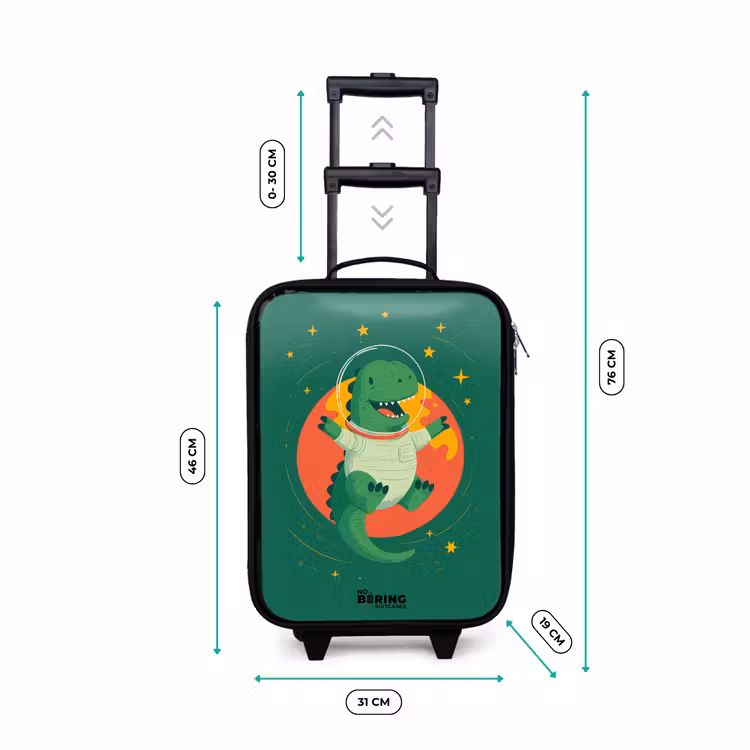 Children's suitcase - Dino - Planet - Stars - Green — 3