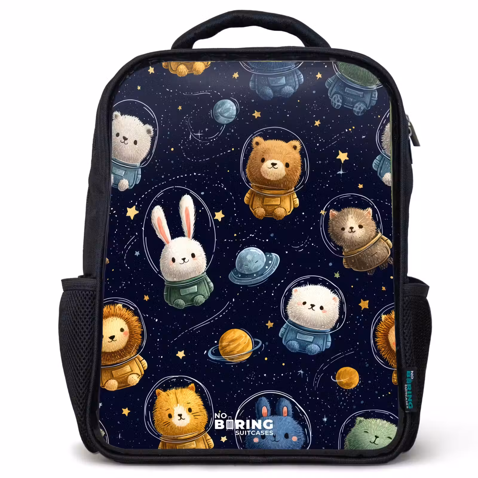 Kids backpack - Black - Animals - Astronaut - Planets - Stars — 1