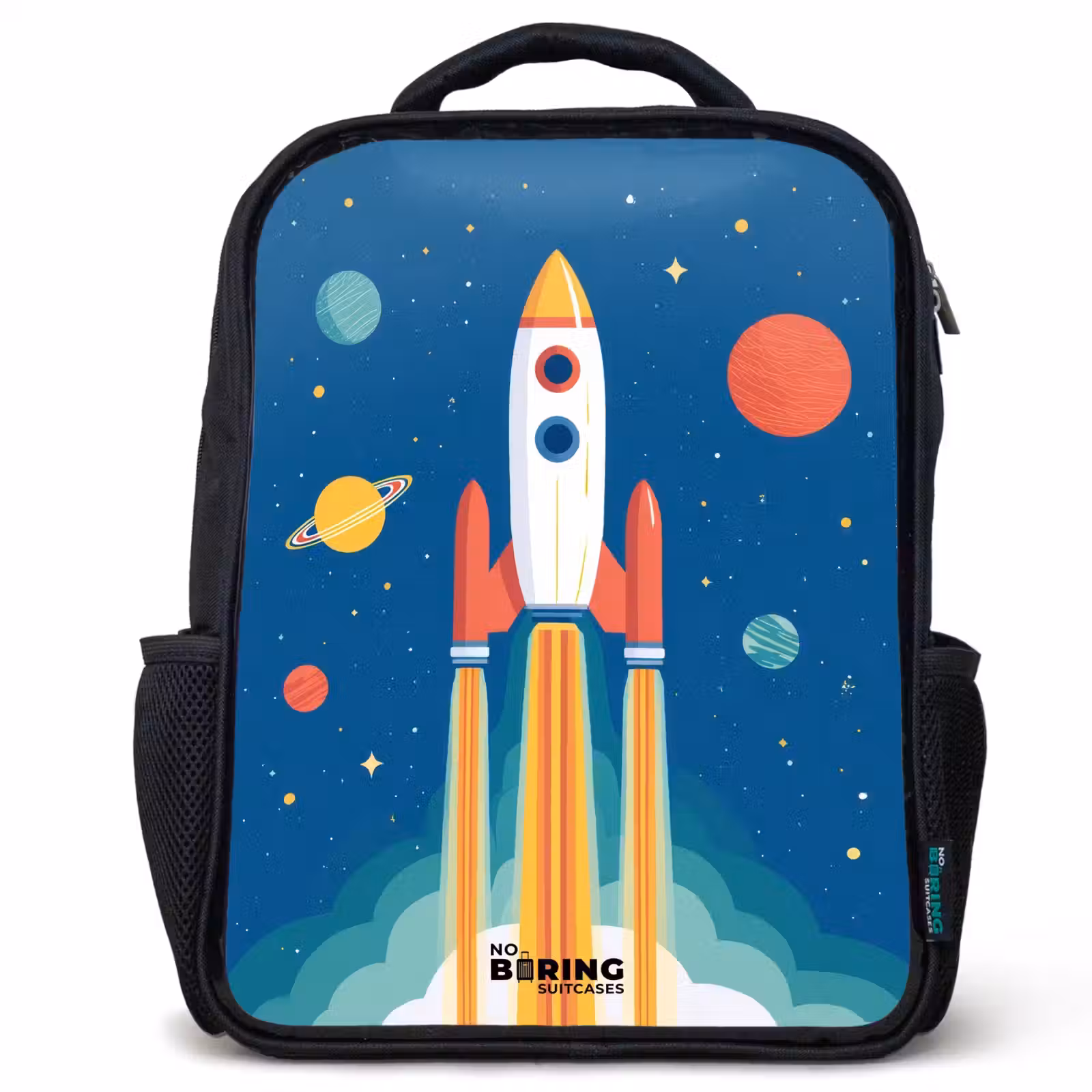 Kids backpack - Black - Rocket - Planet - Stars - Multicolored — 1