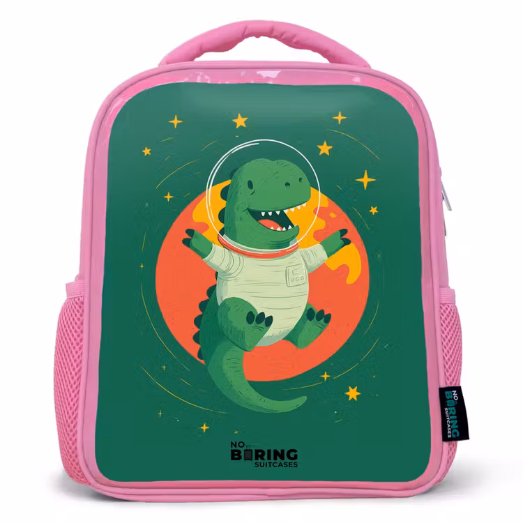 Kids backpack - Pink - Dino - Planet - Stars - Green — 1