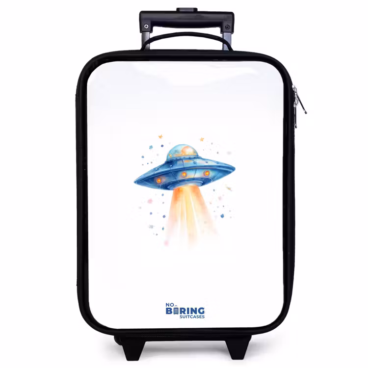 Children's suitcase - Blue spaceship with beam of light — 1