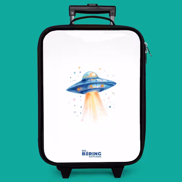 Children's suitcase - Blue spaceship with beam of light — 4
