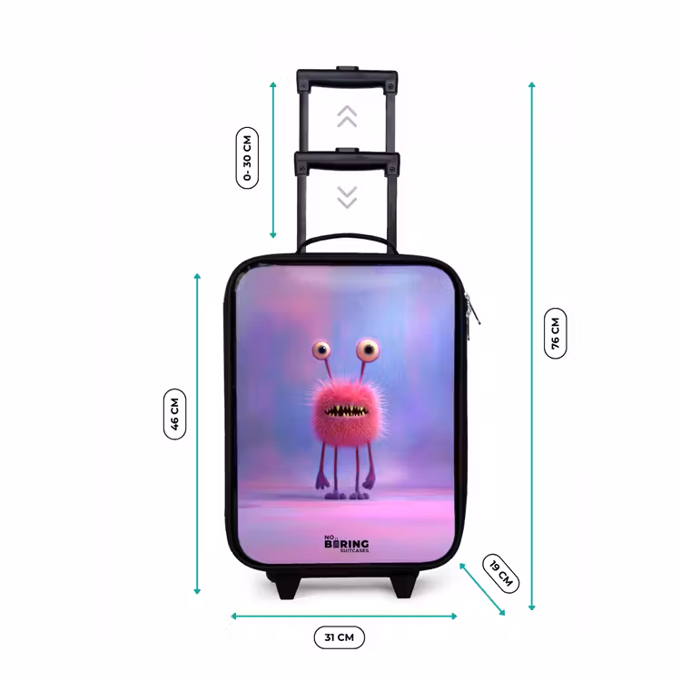 Children's suitcase - Pink furry monster with big eyes — 3