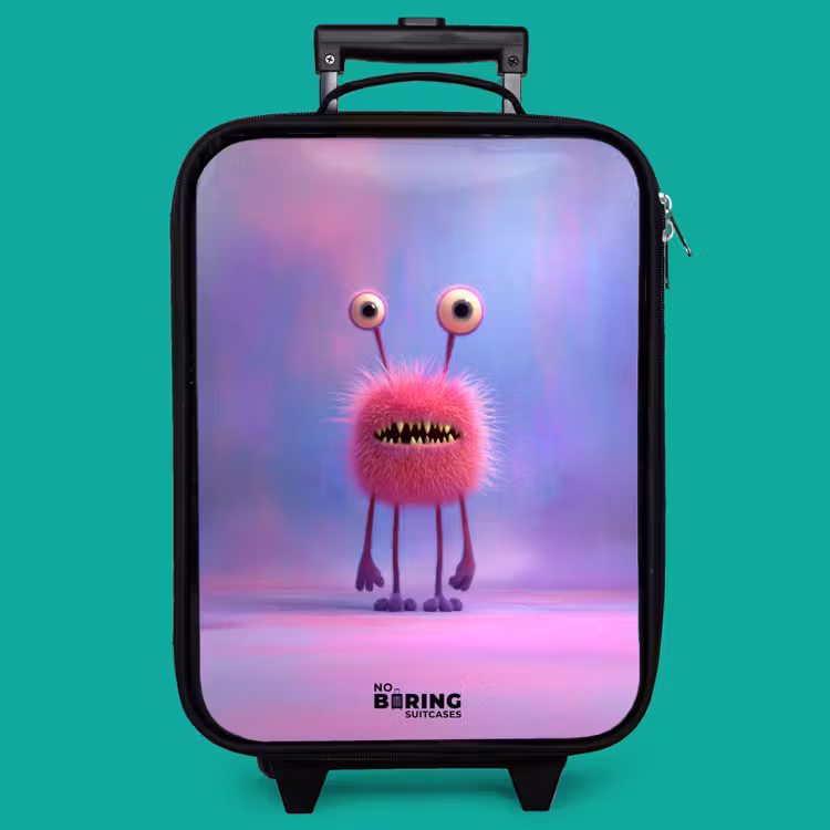 Children's suitcase - Pink furry monster with big eyes — 4
