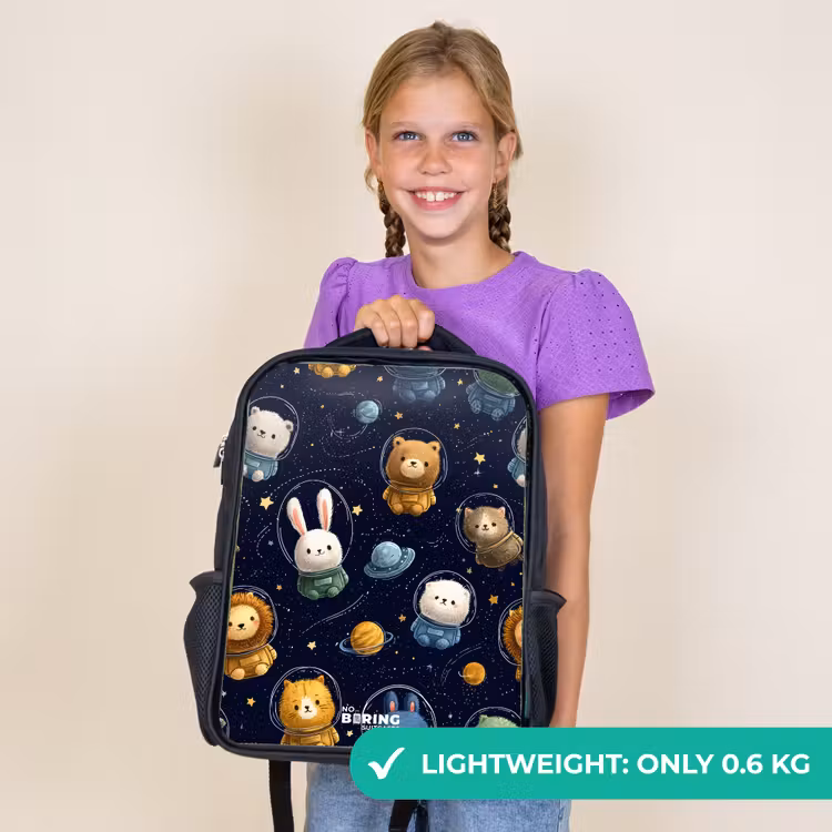 Kids backpack - Black - Animals - Astronaut - Planets - Stars — 9