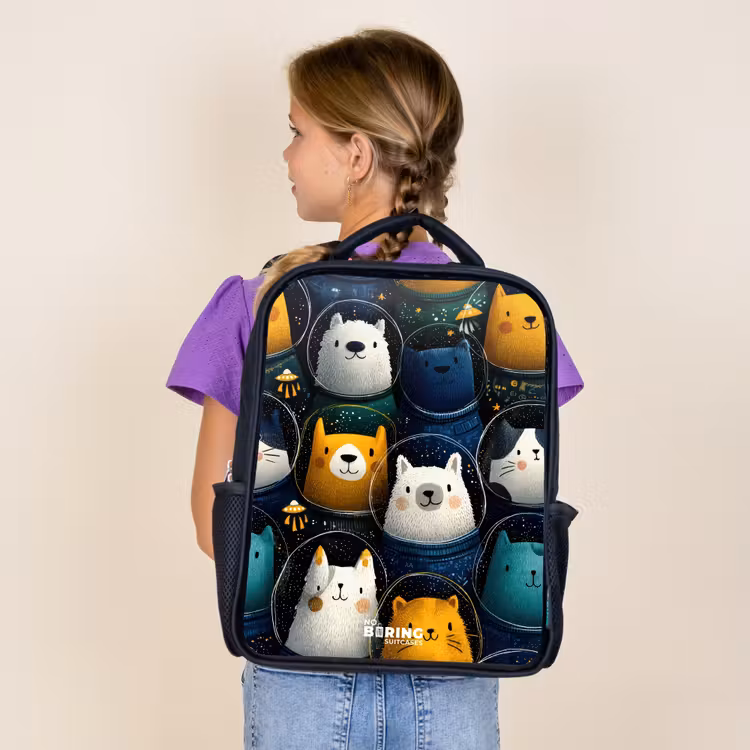 Kids backpack - Black - Animals - Stars - Planets - Astronaut — 4