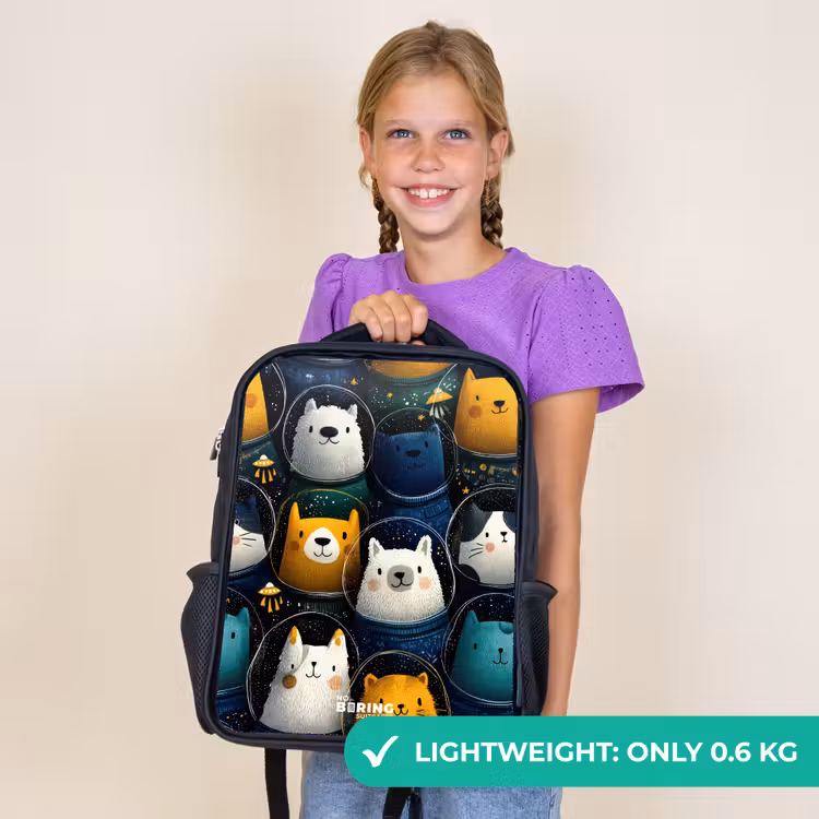 Kids backpack - Black - Animals - Stars - Planets - Astronaut — 9