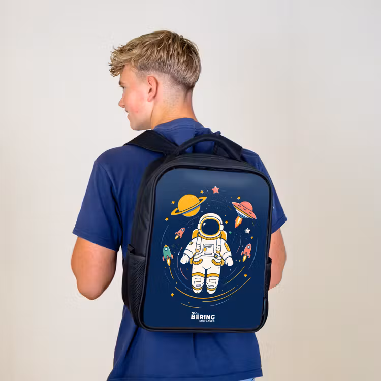 Kids backpack - Black - Astronaut - Planet - Stars - Rocket — 5