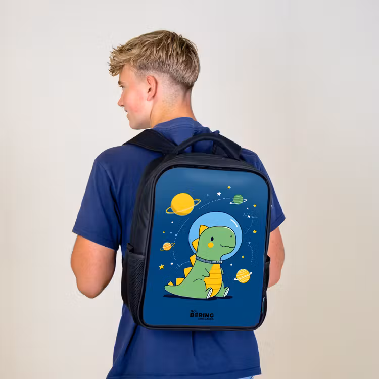 Kids backpack - Black - Dino - Planet - Star - Blue — 5