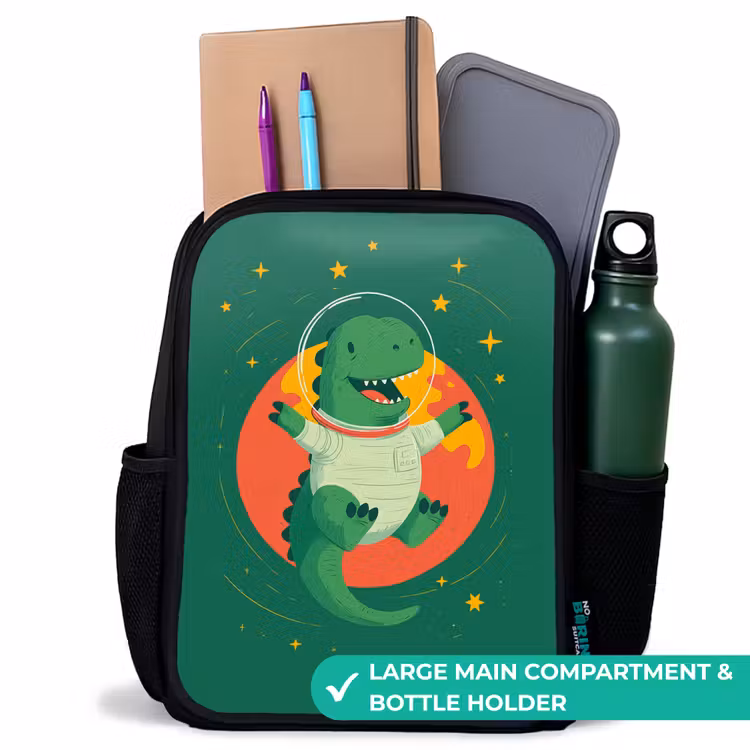 Kids backpack - Black - Dino - Planet - Stars - Green — 10
