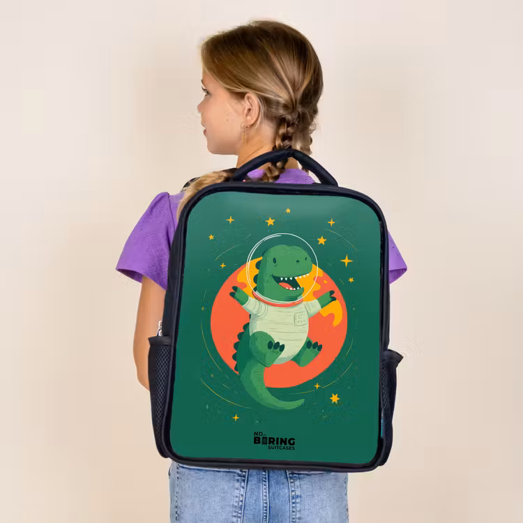Kids backpack - Black - Dino - Planet - Stars - Green — 4