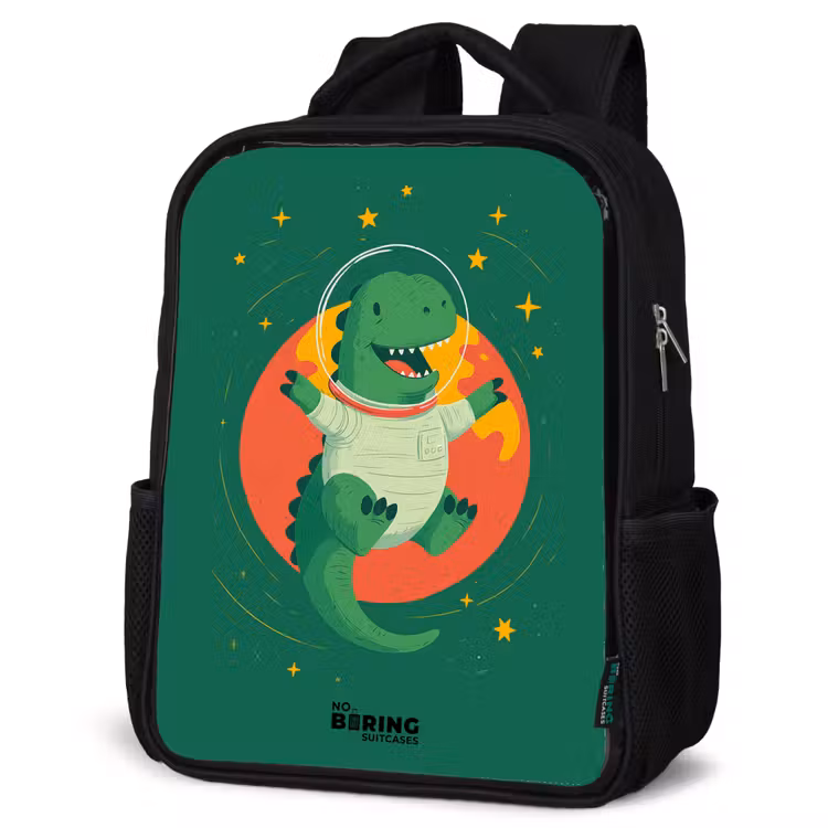 Kids backpack - Black - Dino - Planet - Stars - Green — 6