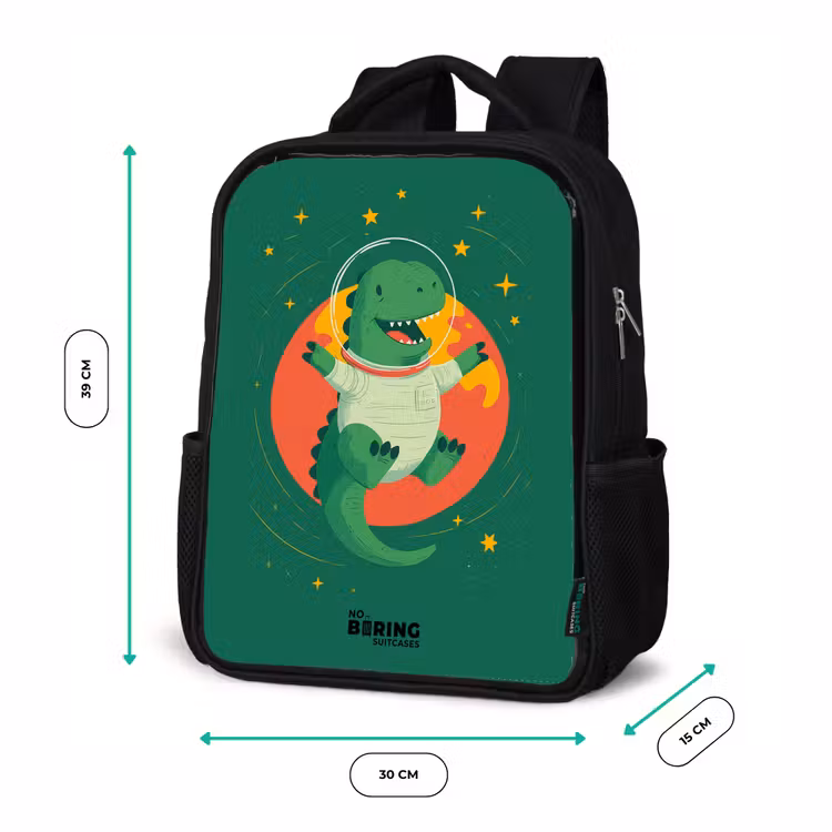 Kids backpack - Black - Dino - Planet - Stars - Green — 8