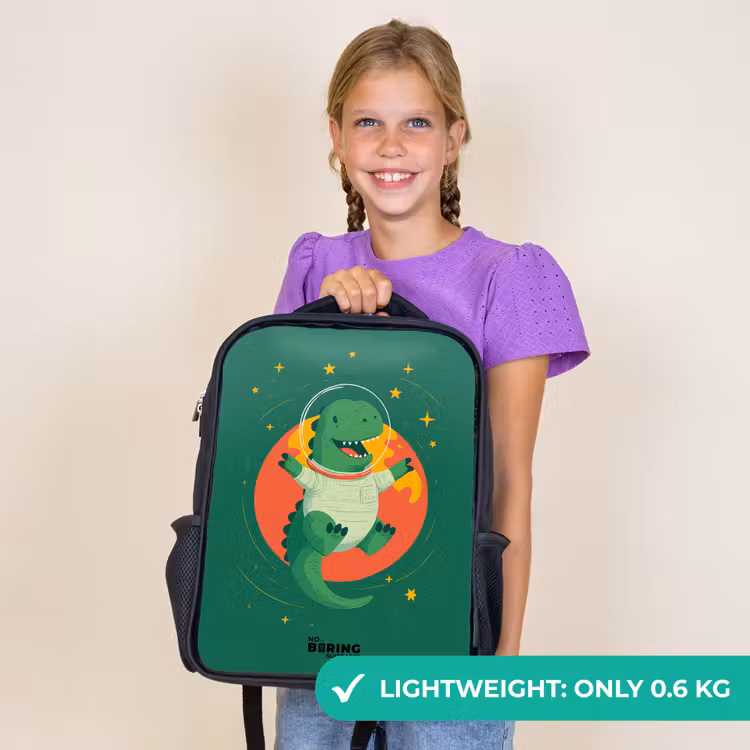 Kids backpack - Black - Dino - Planet - Stars - Green — 9