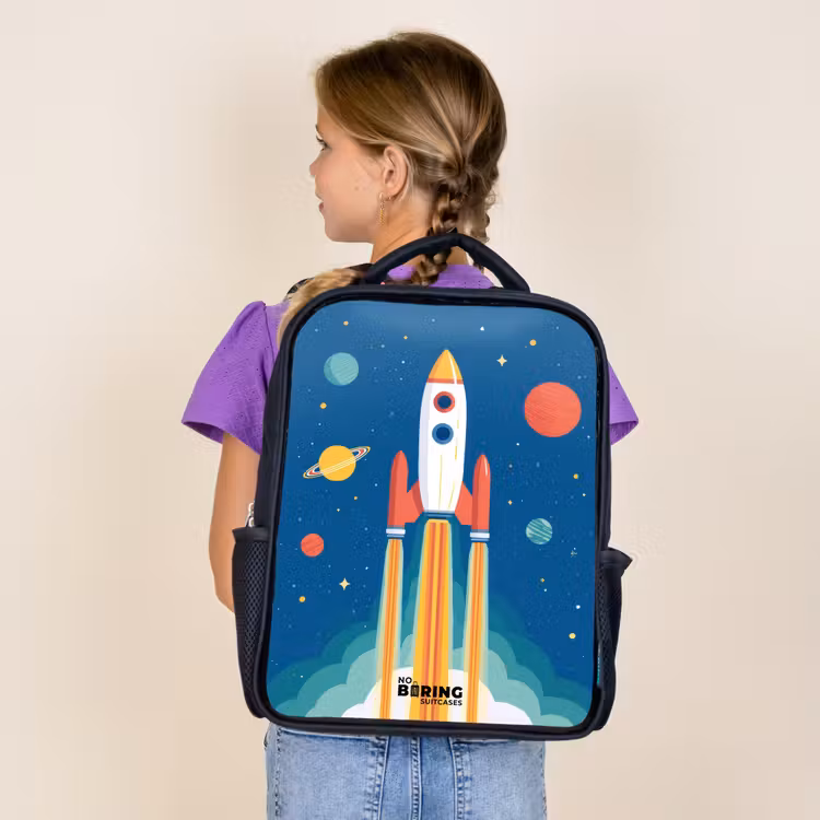 Kids backpack - Black - Rocket - Planet - Stars - Multicolored — 4