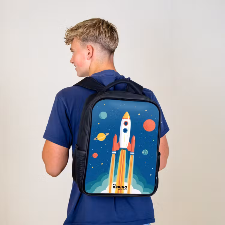 Kids backpack - Black - Rocket - Planet - Stars - Multicolored — 5