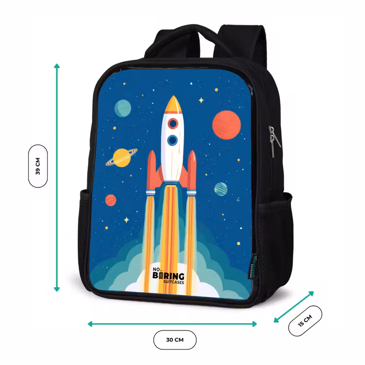 Kids backpack - Black - Rocket - Planet - Stars - Multicolored — 8