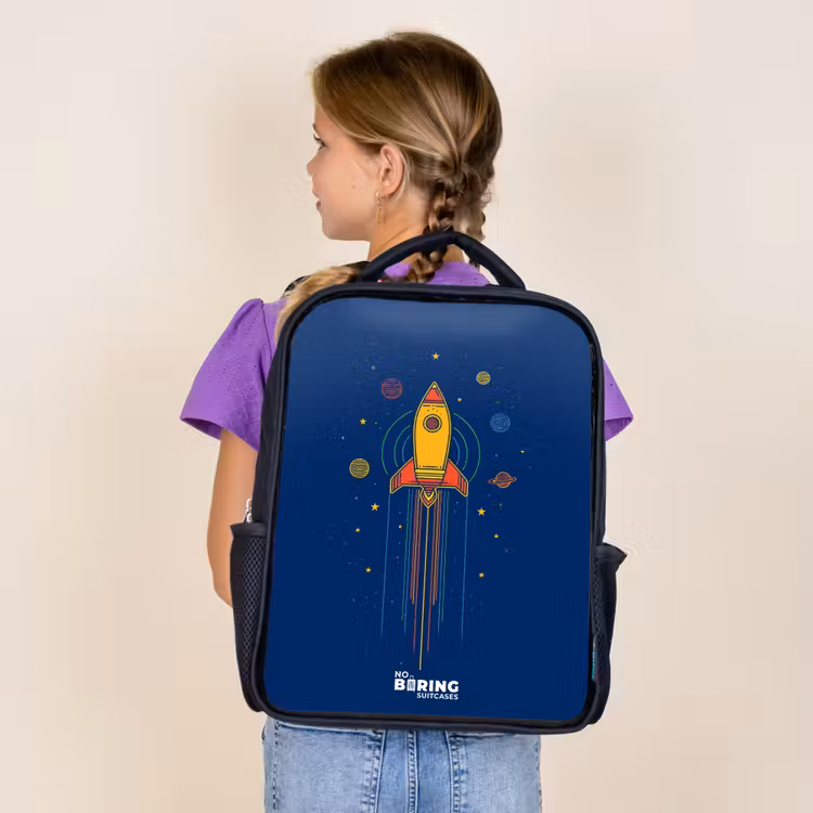 Kids backpack - Black - Rocket - Planets - Stars — 4