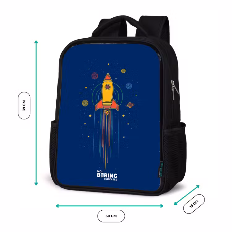 Kids backpack - Black - Rocket - Planets - Stars — 8