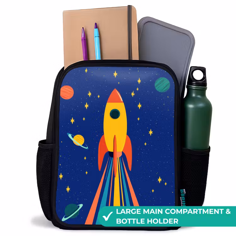 Kids backpack - Black - Rocket - Stars - Planet - Space — 10