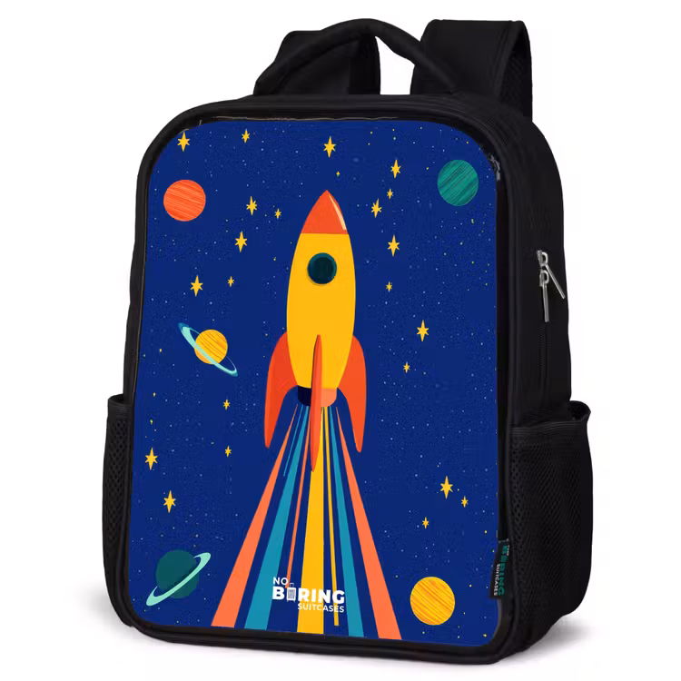 Kids backpack - Black - Rocket - Stars - Planet - Space — 6
