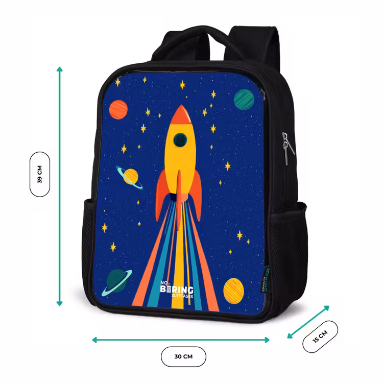 Kids backpack - Black - Rocket - Stars - Planet - Space — 8