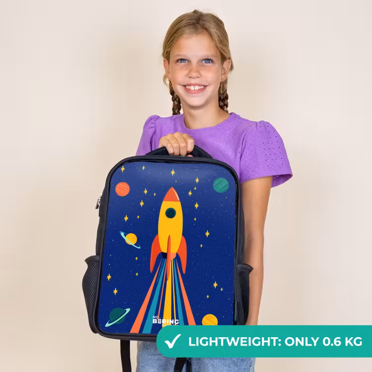 Kids backpack - Black - Rocket - Stars - Planet - Space — 9