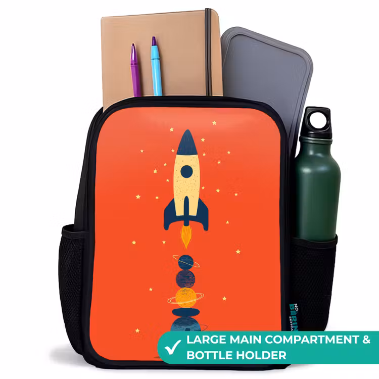 Kids backpack - Black - Rocket - Stars - Planets — 10