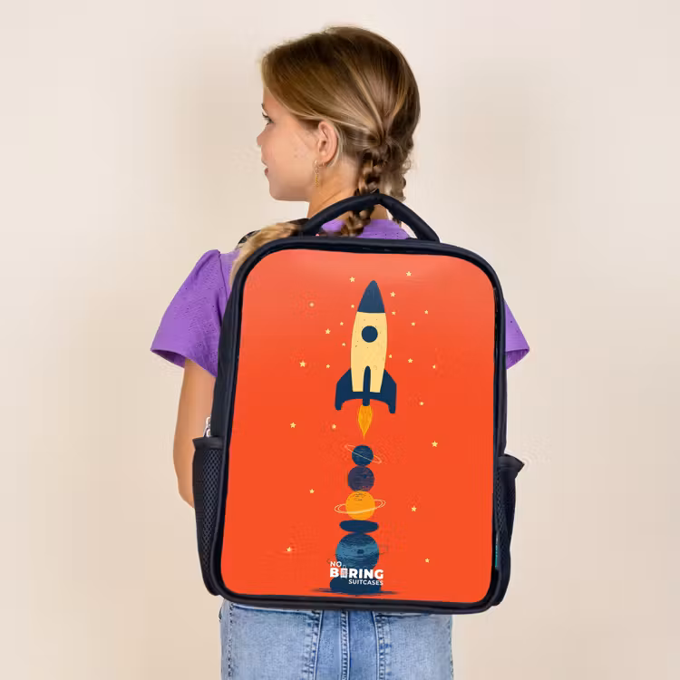 Kids backpack - Black - Rocket - Stars - Planets — 4