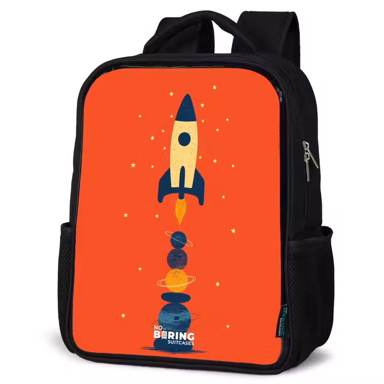 Kids backpack - Black - Rocket - Stars - Planets — 6