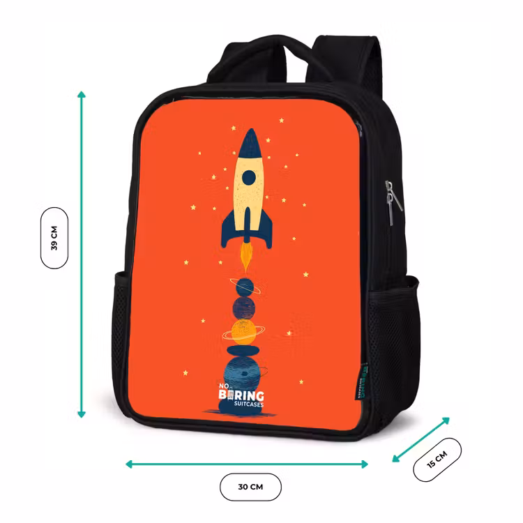 Kids backpack - Black - Rocket - Stars - Planets — 8