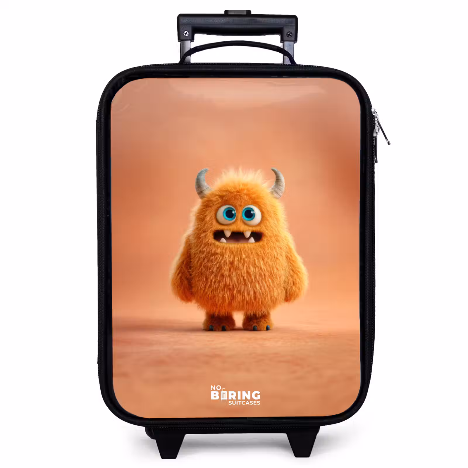 Children's suitcase - Orange Fluffy Monster with Horns — 1