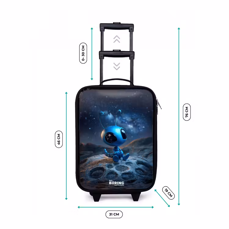 Children's suitcase - Blue alien creature under starry sky — 3