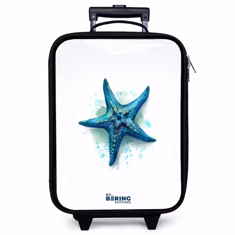 Children's suitcase - Blue Starfish on White Background — 1