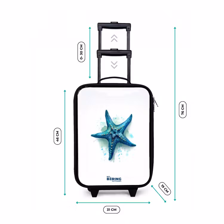 Children's suitcase - Blue Starfish on White Background — 3