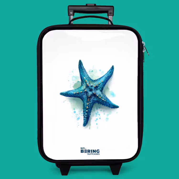 Children's suitcase - Blue Starfish on White Background — 4