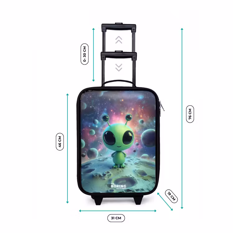 Children's suitcase - Green alien creature on lunar landscape — 3