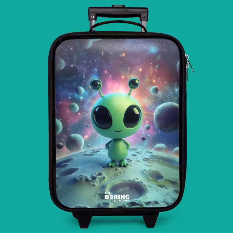 Children's suitcase - Green alien creature on lunar landscape — 4