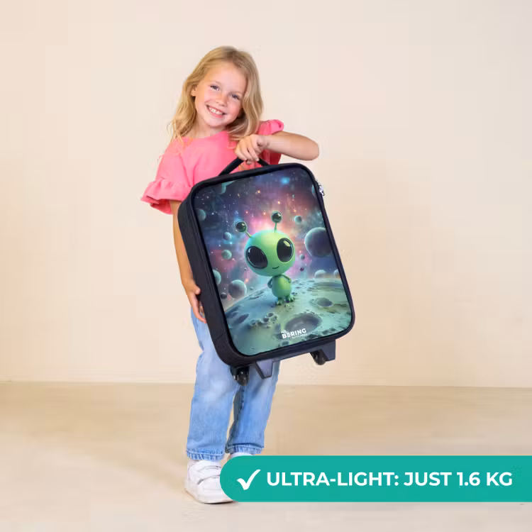 Children's suitcase - Green alien creature on lunar landscape — 5