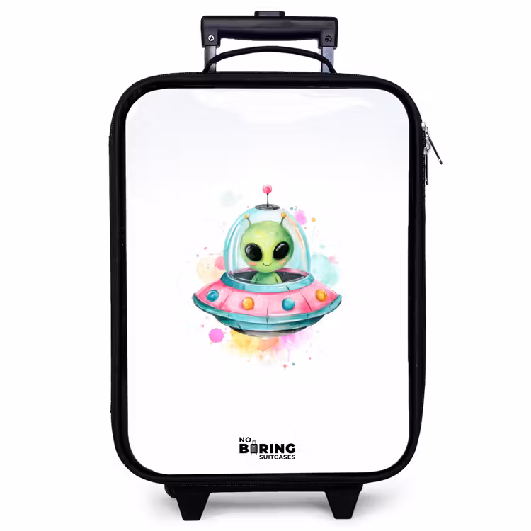 Children's suitcase - Green alien in colorful UFO — 1