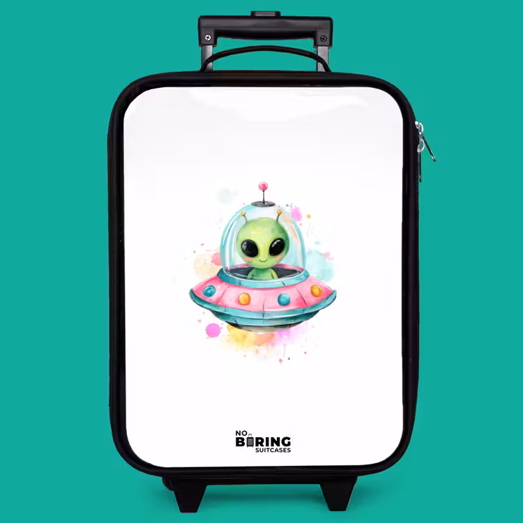 Children's suitcase - Green alien in colorful UFO — 4