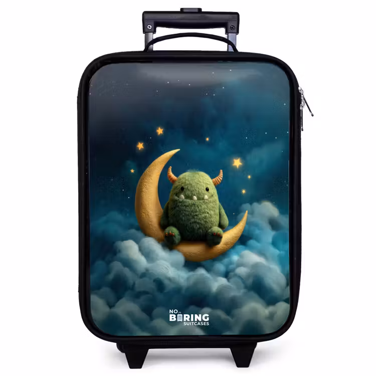 Children's suitcase - Green monster on crescent moon — 1