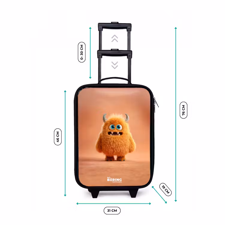 Children's suitcase - Orange Fluffy Monster with Horns — 3