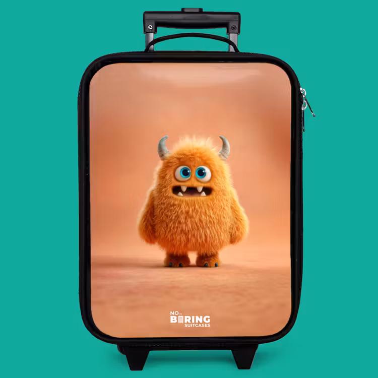 Children's suitcase - Orange Fluffy Monster with Horns — 4