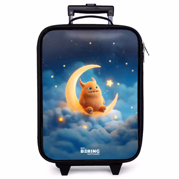 Children's suitcase - Orange monster on crescent moon — 1