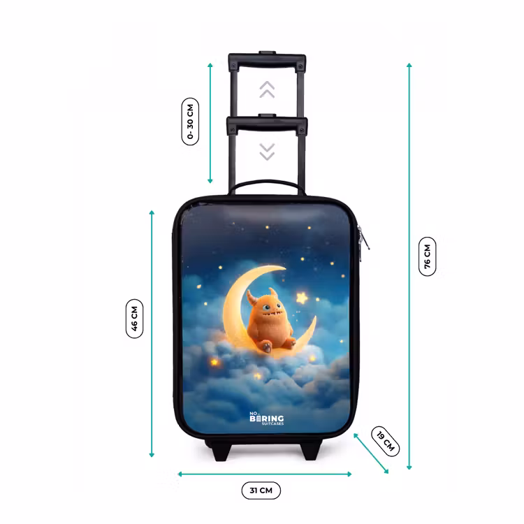 Children's suitcase - Orange monster on crescent moon — 3