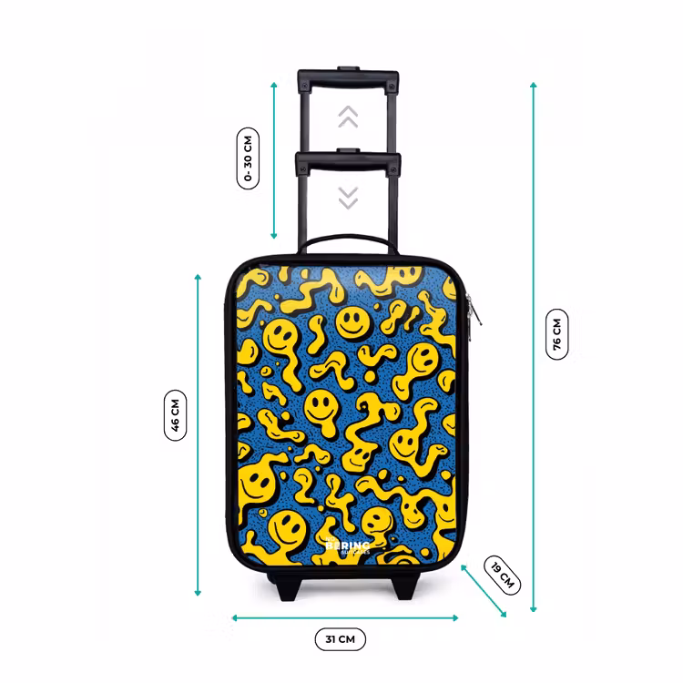Children's suitcase - Smiley - Blue - Yellow — 3