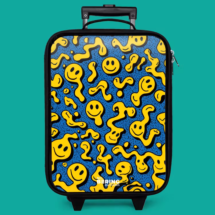 Children's suitcase - Smiley - Blue - Yellow — 4